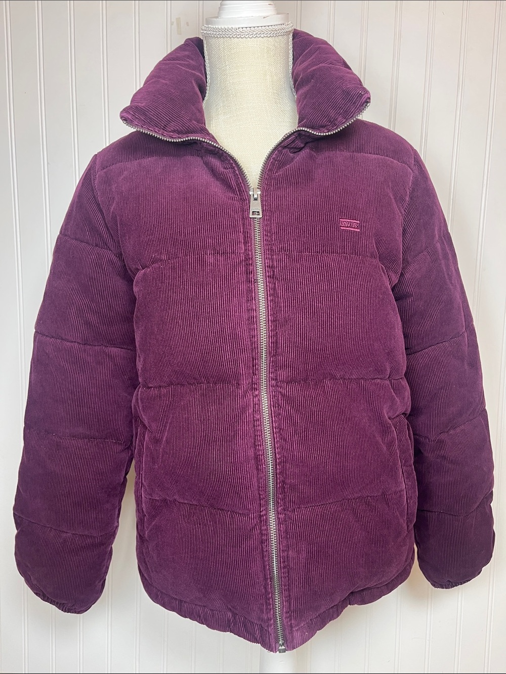 Levi’s Zoe Corduroy Plum Colored Puffer Jacket